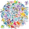 56 Colorful Ocean Turtle Stickers, Watercolor Style Hand Account Decorative Stickers Waterproof Diy Notebook Decorative Stickers