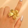 Stainless Steel Classic Flower Leaf Ring Pearl Stacked Ring Large Exaggerated Ring Women Gold Color Fine Jewelry Gifts for Her