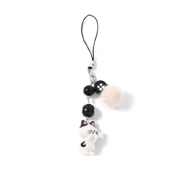 Sturdy Resin Cat Keychain Adorable Phone Accessory Compact Pet Lover Lightweight Phone Charm Gift for Everyday Use