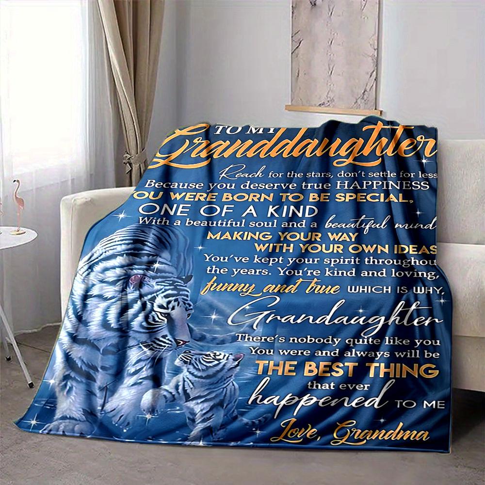 1pc Letter To Granddaughter Pattern Soft & Warm Polyester Knit Blanket, Digital Printed, All-Season Throw for Napping, Traveling, Sofa Yy250906024