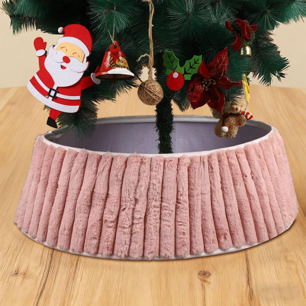 Vertical Diamond Plush Knitted Christmas Tree Skirt with Holiday Ornaments