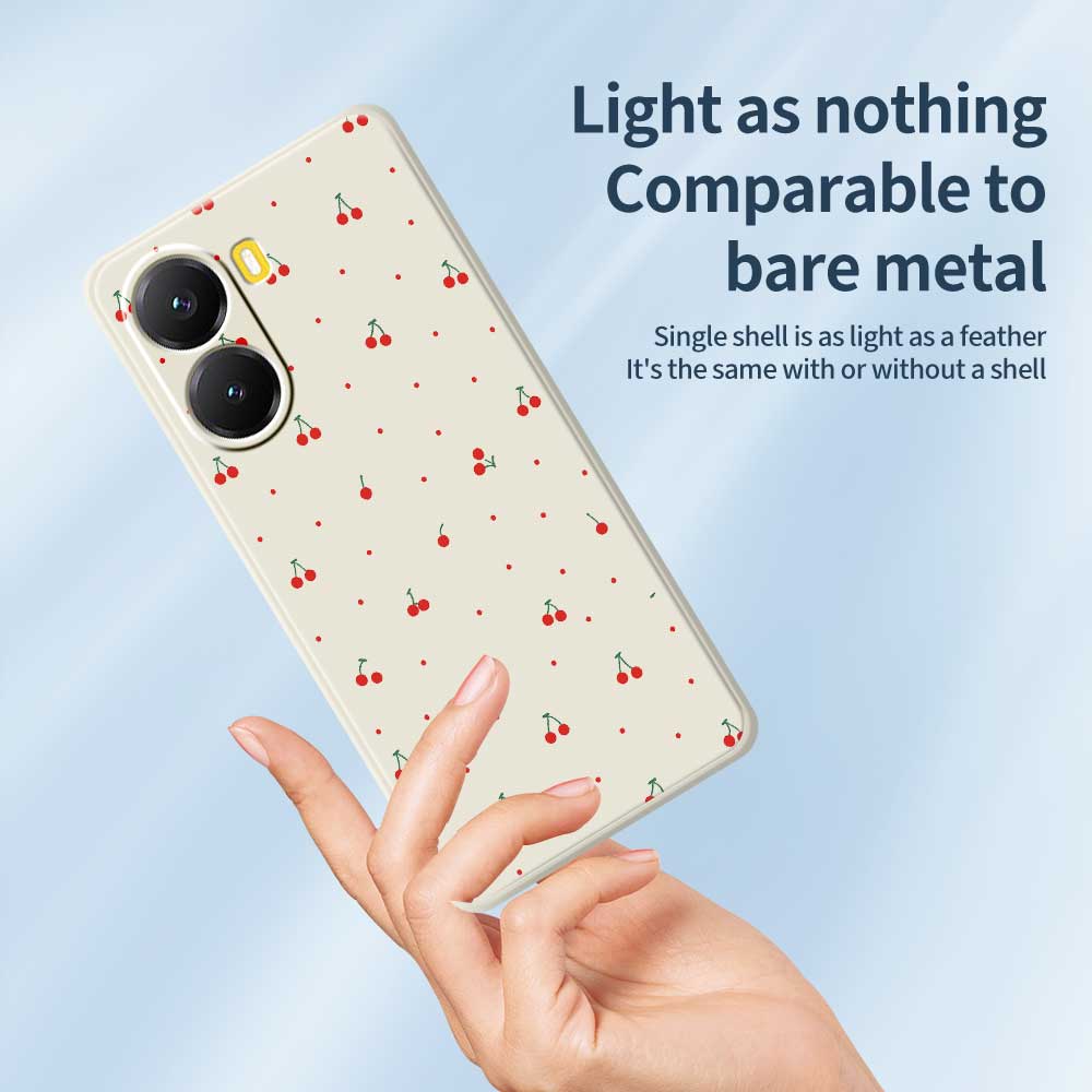 For Xiaomi Redmi Turbo 4 5G/Poco X7 Pro 5G Case Red Cherry Pattern Printing Straight Edge TPU Phone Back Cover