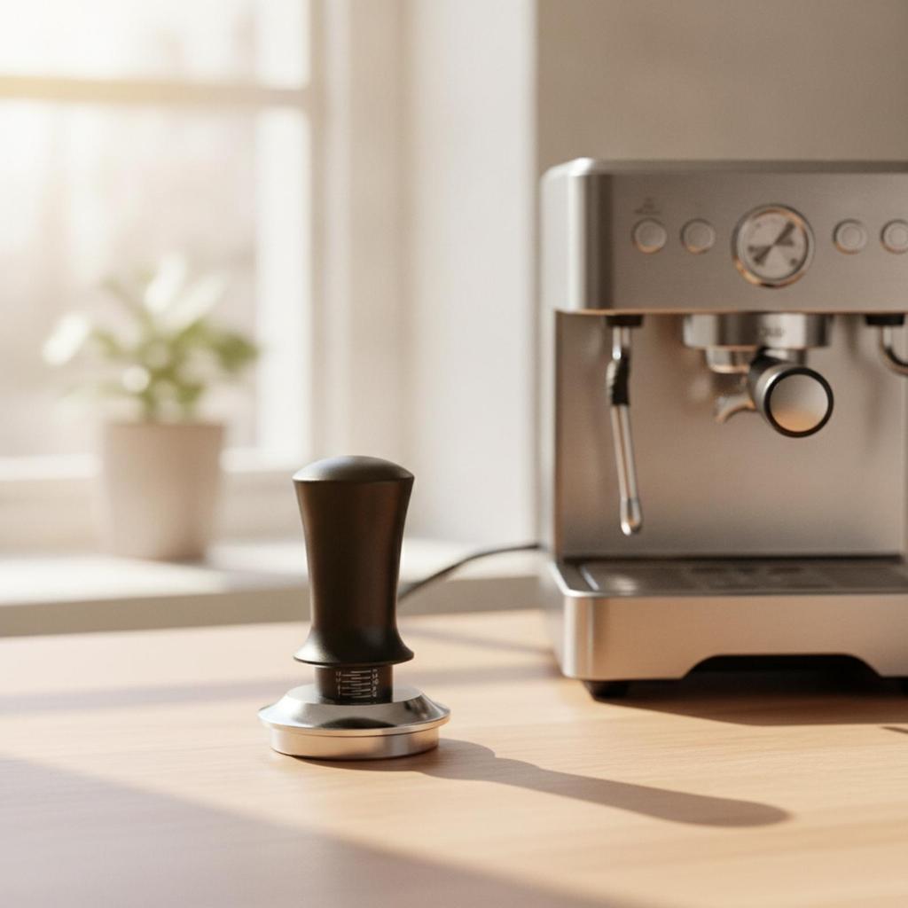 Coffee Tamper with Stainless-Steel Base Premium Espresso Puck Compressor