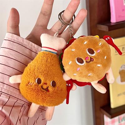 Niedliche und kreative Pommes Frites Hamburger Figur Hängender Rucksack Pärchen Plüsch Hängedekoration Auto Schlüsselanhänger
