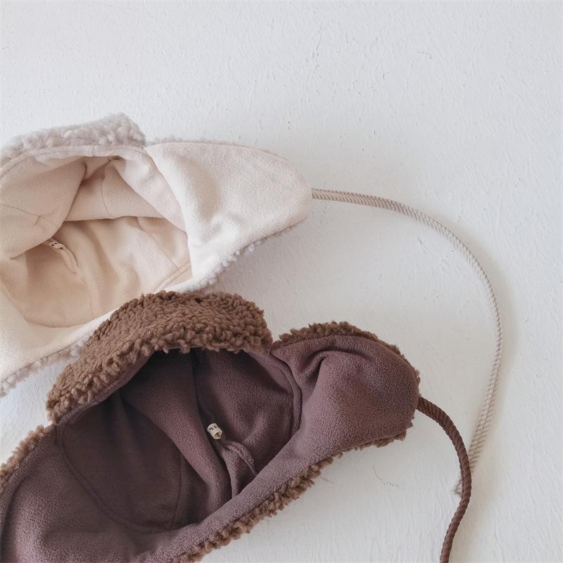 Winter Children Plus Velvet Earmuffs Windproof Coldproof Warm Corduroy Cap Boy Girl Baby Fleece Cotton Thicken Solid Hat 2-6Y
