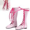60cm Doll Lace Up Boots Girls Kid Exquisite Doll Boots Shoes Children Toy Accessory(Flat Boots Pink )