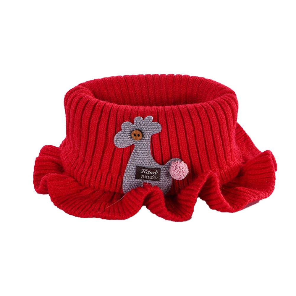 Children's Knitted Scarf Cartoon Giraffe Ruffle Neck Warmer Girls Kids Neck Collar Circle Outdoor Winter Warm Scarves