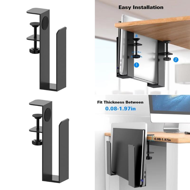 2x Headphone Holder Double Hook Space Saving Desktop Mount Quick Installation without Tools Required