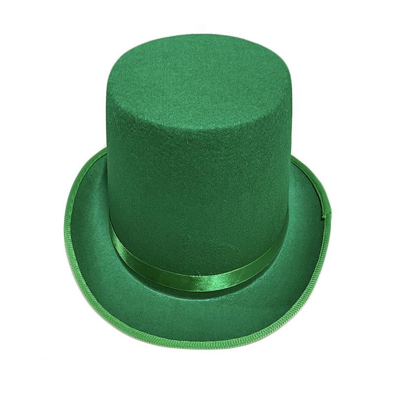 Elegant Green & Black Top Hat with Gold Powder for Adults & Kids, Unisex Magician & Jazz Style.