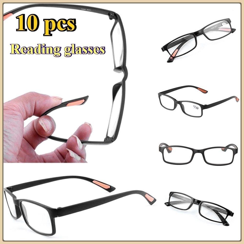 10 pcs Portable Vision Care Vintage Flexible Eyeglasses Ultra Light Frame Reading Glasses Computer