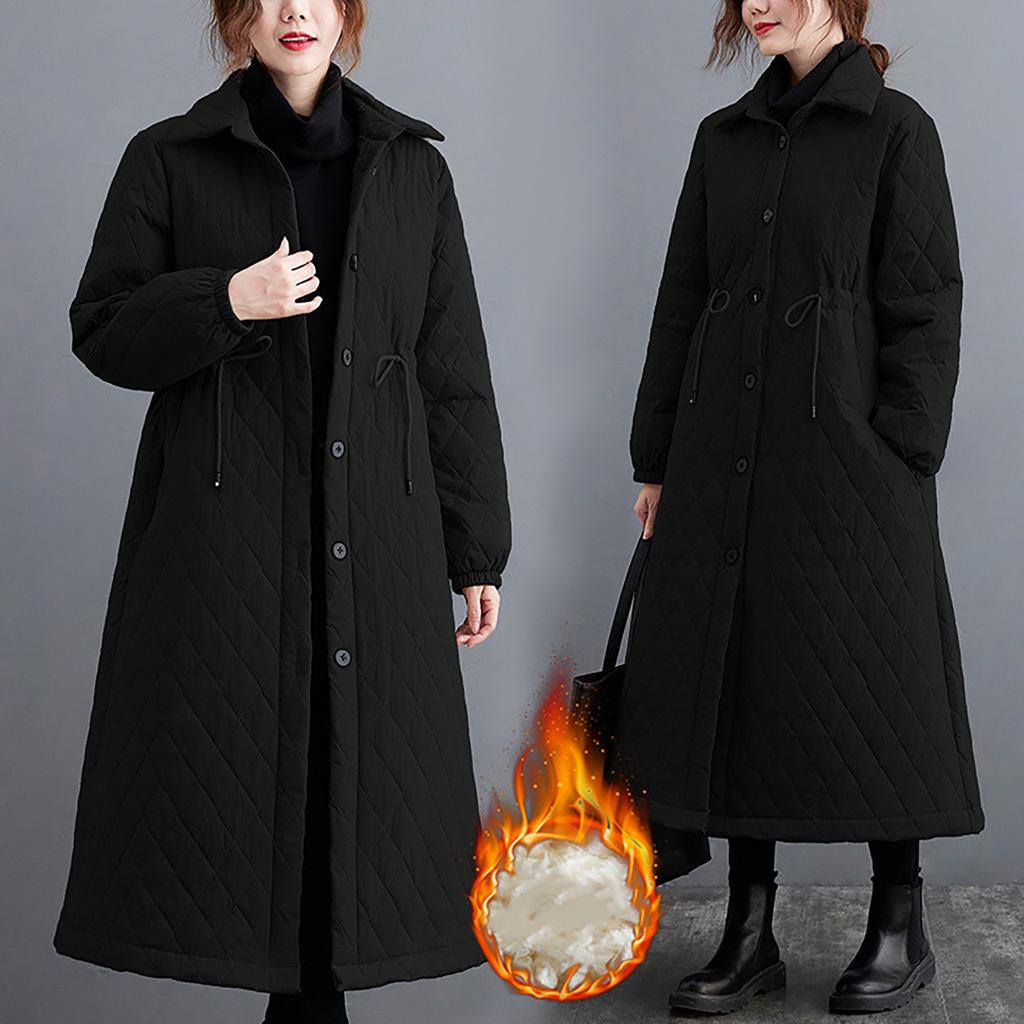 Damen Und Winter Baumwolljacke Cardigan Lang Einfarbig Jacke