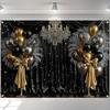 LS Photography Background Palace Black Curtains Balloon Decor Cake Smash Birthday Party Children Portrait Photo Backdrop Studio