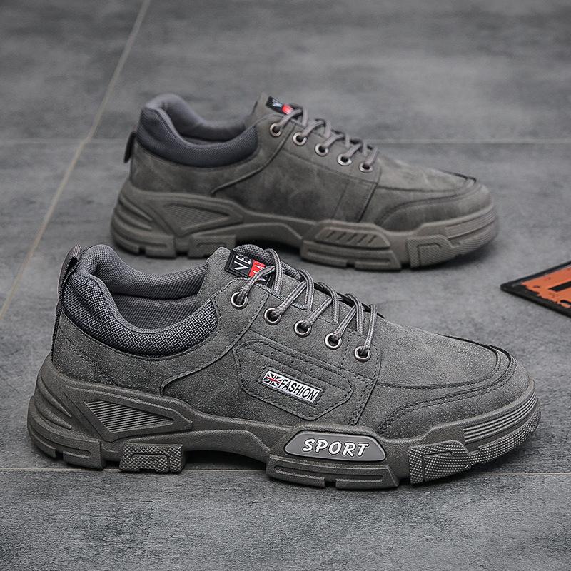 

Autumn low-top British shoes casual shoes outdoor shoes men s leather shoes men s single shoes 44 темно-сірий