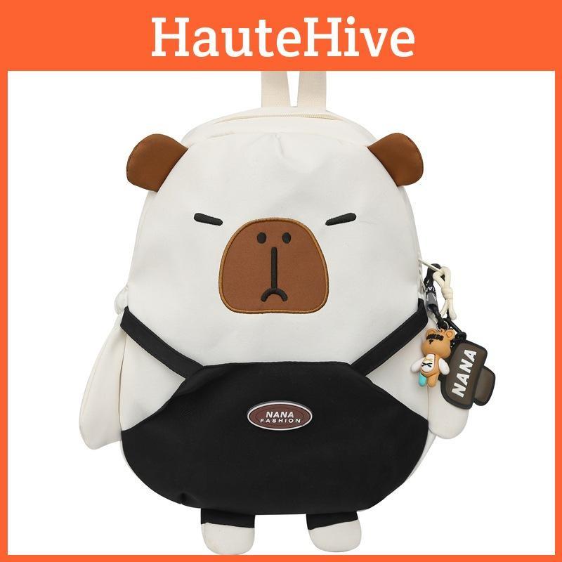 Student Capybara Backpack Class Bag Waterproof Capacity Large Partition Storage