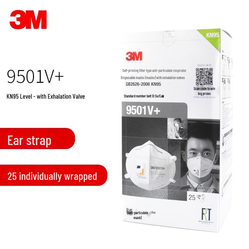 3M 9502V+ KN95 Protective Face Mask with Knitted Band - Anti-Dust and Anti-Particulate