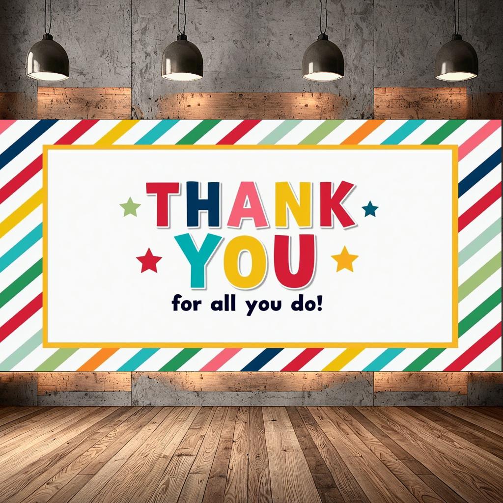 Thank You Banner Vibrant Colors Thank You Card Bold Fonts Recognition Banner for Employee Recognition Recognition Ceremony