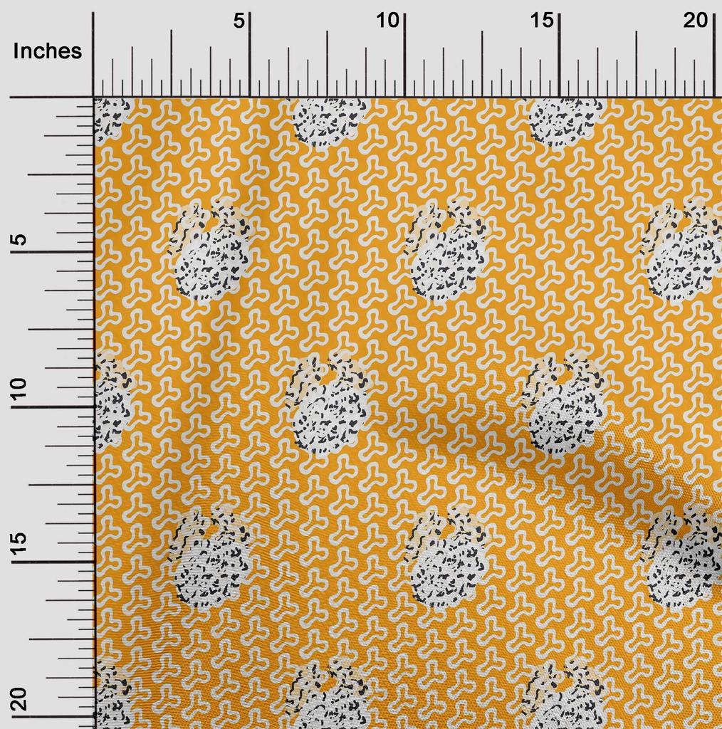 oneOone Cotton Flex Mustard Yellow Fabric Abstract Block Dress Material Fabric Print Fabric By The Yard 40 Inch