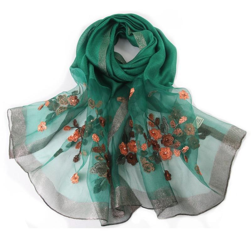 Embroidery, Embroidery, Handmade Beads, Silk, Wool Silk Scarf, Women'S Spring And Autumn Versatile Solid Color Scarf, Free Mother Scarf