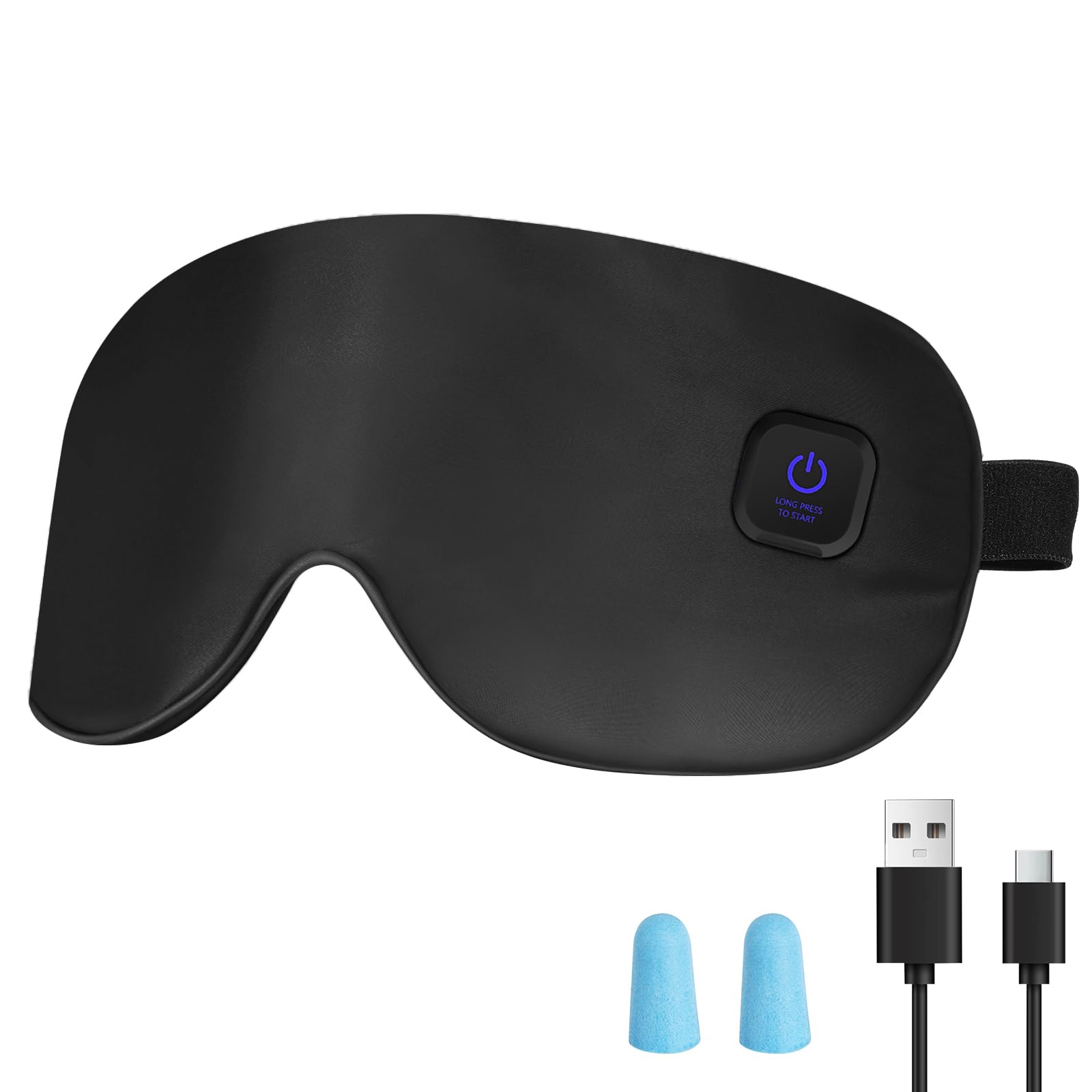 

USB Rechargeable Silk Eye Light Temperature Auto Power Safety Perfect for Lunch Business or as a Gift Mask, Cordless, Pressureless, Relaxing, чёрный