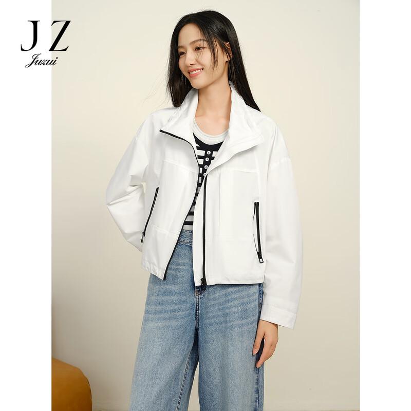 JUZUI Women s Lightweight Color-block Casual Short Jacket S