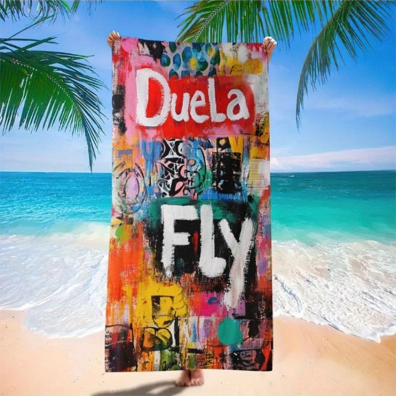 

1pc Large Lightweight Microfiber Beach Scarf - Quick-Dry Bohemian Abstract Art Design,White Base with Colorful Tropical Patterns W40*H60(CM)