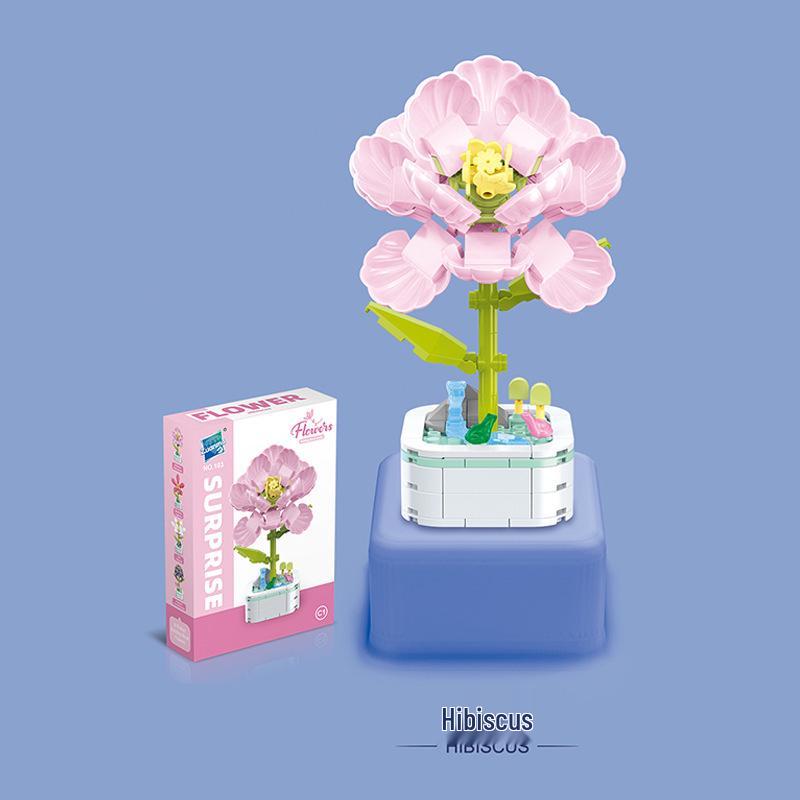 Kids' Educational Interlocking Building Blocks - Flower Potted Plant (Rose & Epiphyllum) Compatible with Top Building Block Models