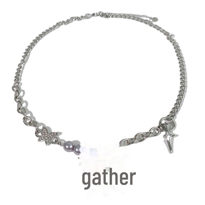 Butterfly Tin Foil Necklace: Unisex Hip-Hop Cold Style, High-End Niche Design, New Clavicle Fashion.