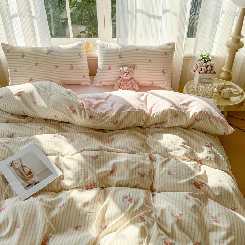 

3-предметный набивной и наволочка 48 x 74 см*2 Постельный комплект Пододеяльник Постельное белье, приятное к коже (без ядра) 150x200cm