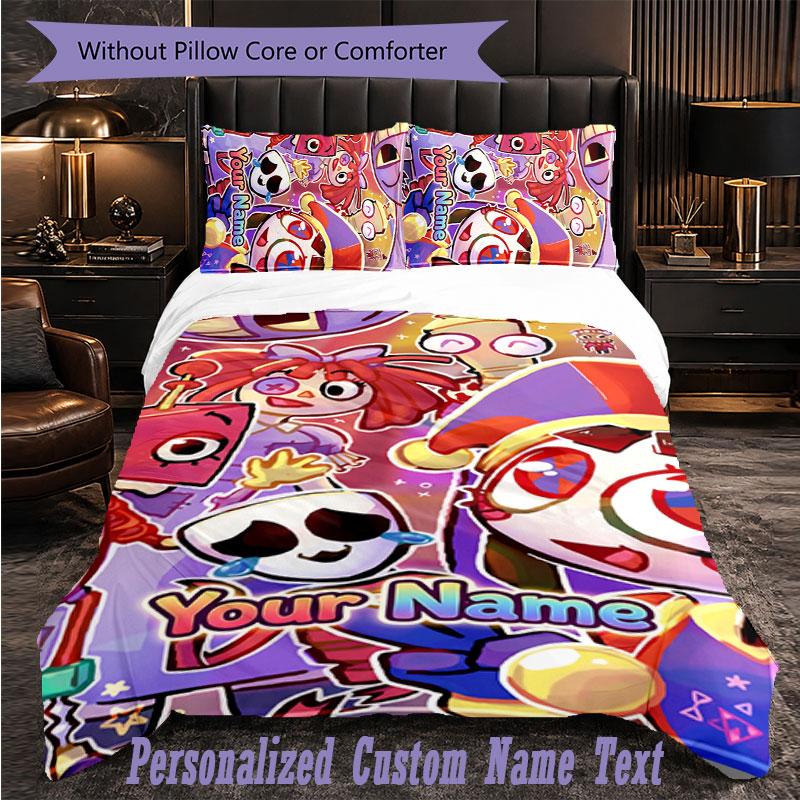 Personalized 3Pcs Bedding SetThe Amazing Digital Circus Custom Text Duvet Cover Pillowcase Set Bedroom Gift