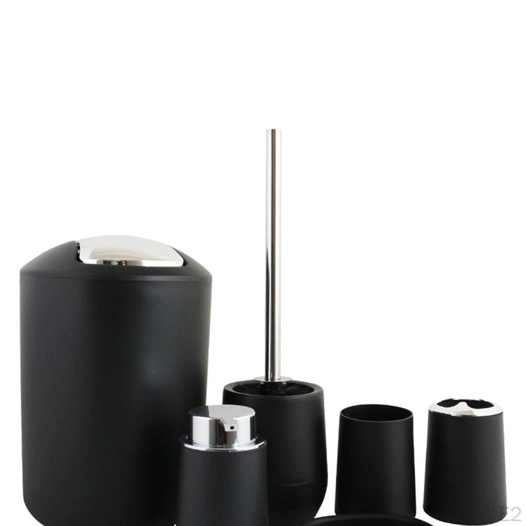 6pcs Bathroom Accessories Set Bath Ensemble Toothbrush Holder Lotion Dispenser Soap Dish Trash