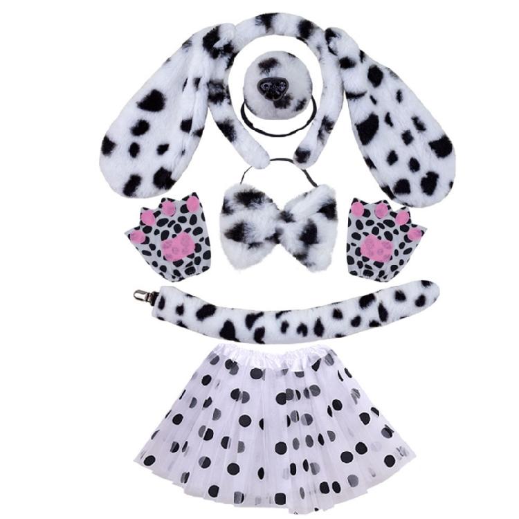 Role Play Dalmatians Costume Ear Headband/Tail Theme Party Stage Dress Up