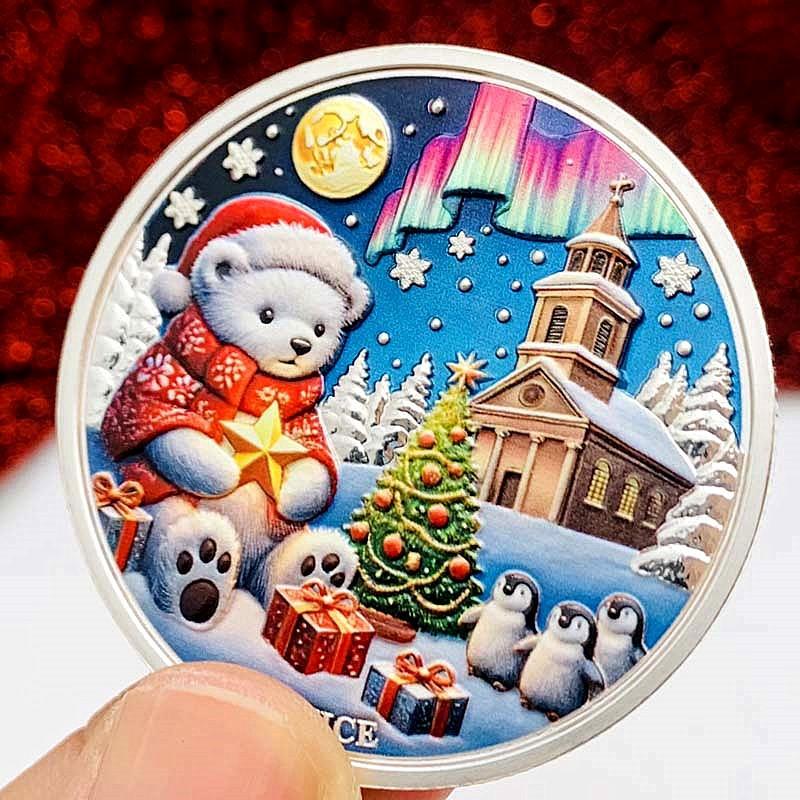 Santa Claus coins, New Year gifts, New Year's greetings, Christmas snowman, bells, commemorative medals, creative decorations, keychain