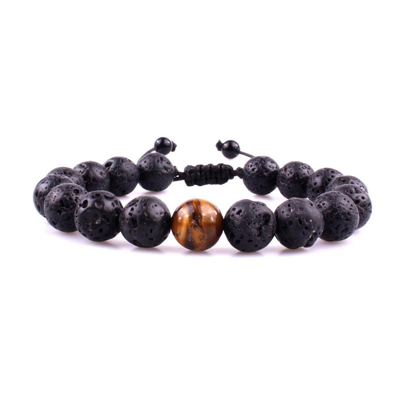 European & American Style Tiger Eye & Volcanic Rock Beaded Wish Bracelet, 10mm, New Design