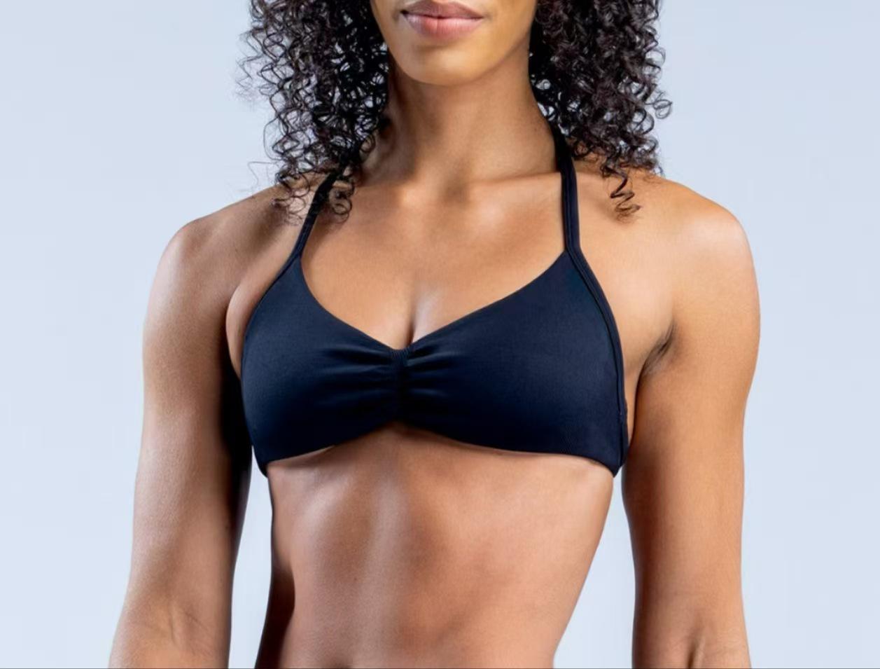 

2025 Spring/Summer Seamless High-Elastic Backless Yoga One-Piece Sports Bra for Women XS чёрный