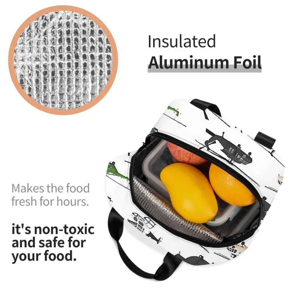 Multiple Helicopters Insulated Lunch Bag for Women Children Portable Food Boxes Thermal Lunch Box Tote