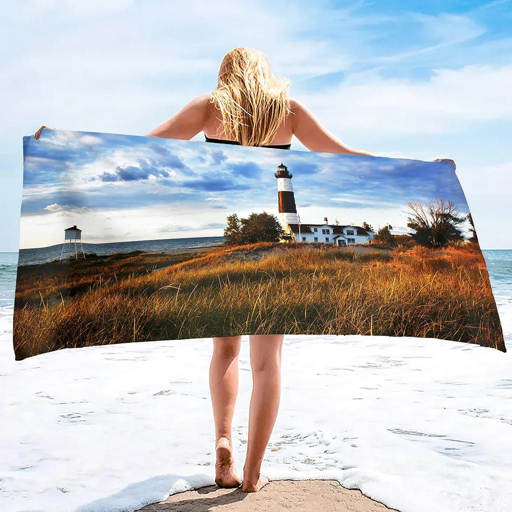 Mikrofaser Strandtücher Übergröße Stranddecke Handtuch Tragbar Leuchtturm Weich Super Wasserabsorbierend Vielseitiges Überwurfhandtuch