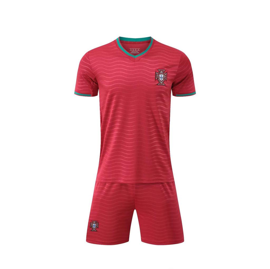 Fußballtrikot der portugiesischen Nationalmannschaft: Heim-Rot-Shorts, Trikotgrößen 14-3XL (Kinder und Erwachsene)