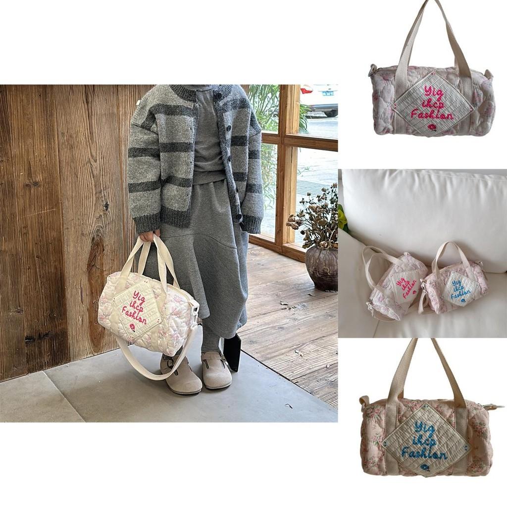 Playful Floral Print Childrens Crossbody Bag Eyecatching Cylinder Shoulder Bag Kids For