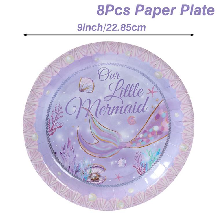 Meerjungfrau Geschirr Ozean Party Decortion Papier Platten Unter Dem Meer Geburtstag Hochzeit Partei Liefert Baby Dusche Party Dekore