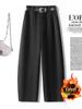 Women's Off-White Velvet Woolen High-Waist Slimming Wide-Leg Pants - Autumn/Winter 2025 Collection