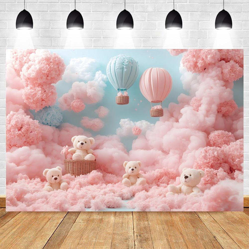 Teddybär Baby Geburtstagsparty Dekoration Fotohintergrund Babyparty Banner Kuchen-Zertrümmerung Foto Hintergrund Studio Requisiten