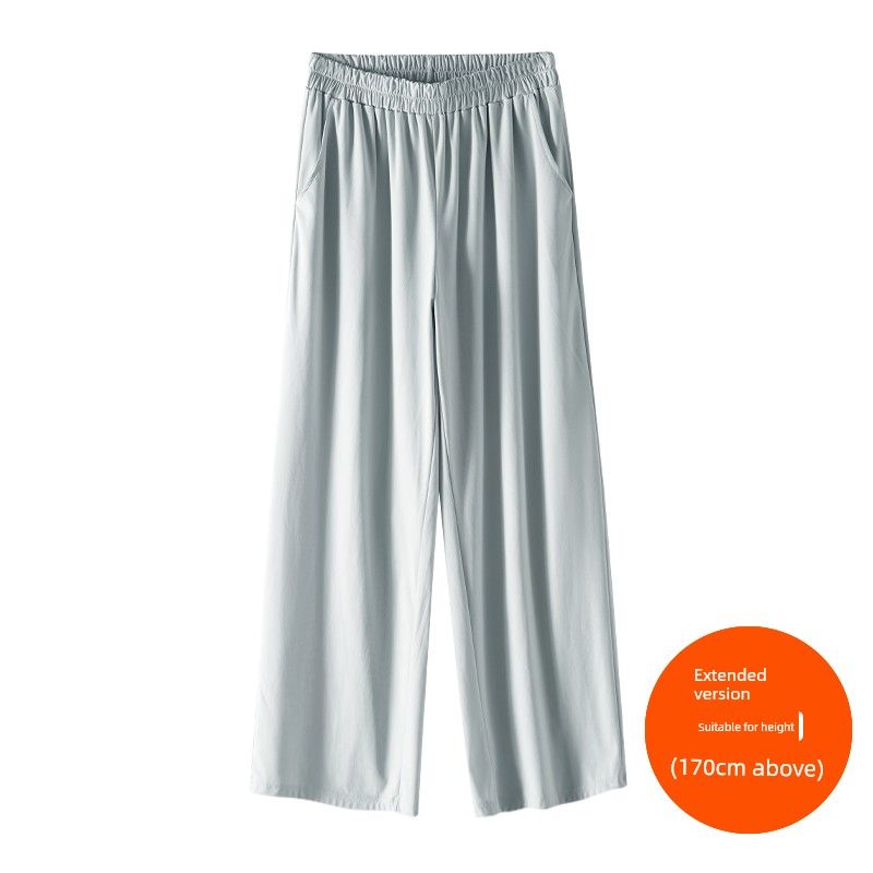 

Plus size women clothing [Breathing Pants] Three Pants Length Summer Chubby Girl High Waist Sports Casual Wide Leg Pants Cloud water Blue (above 170cm) 9xl