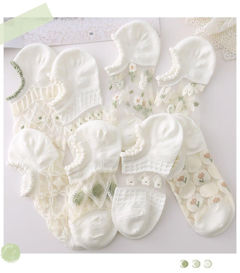 Damesokker, Ultratynne krystallsilkesokker, Usynlige sokker, Pustende korte sokker, Perforerte glasssilkesokker