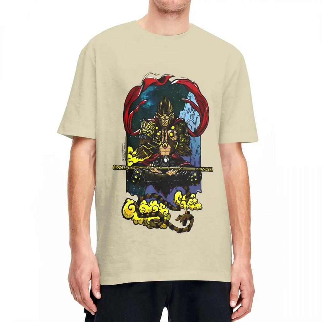 SUN WUKONG Color Black Myth T-Shirt Trendy Cool T Shirts Short Sleeve Street Style Tops Summer Pure Cotton O Neck Oversize Tees