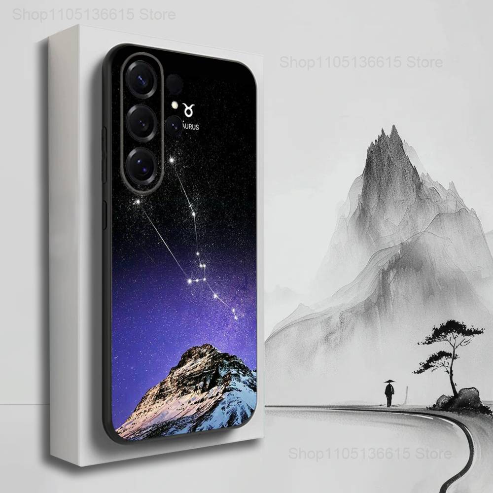 Constellation Art Twelve Phone Case For Samsung S22,S21,S20,S10,S9,S25,S24,S23,Ultra,FE,Plus,Lite,Soft Silicone Black