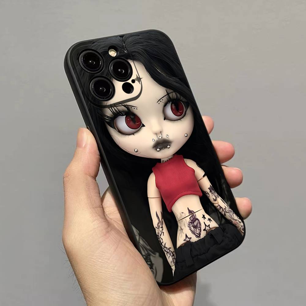 Dark Cute Girl Doll Art Case For Oppo Realme C71 C65 C63 C55 C53 C35 C33 C30 C20 C21Y 15 14 13 11 10 9 GT Neo2 P3 Pro Plus 4G 5G