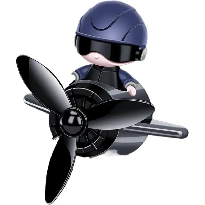 Cute Pilot Rotating Airplane Car Air Fresheners Accessories Decorations Vent Fan Diffuser Clips Aroma Interior Fragrance Pe H7K4