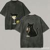 Cute cat for Fan Gift Washed T-shirt Men Women Harajuku Oversized Unisex Short Sleeve Streetwear high quality Couples