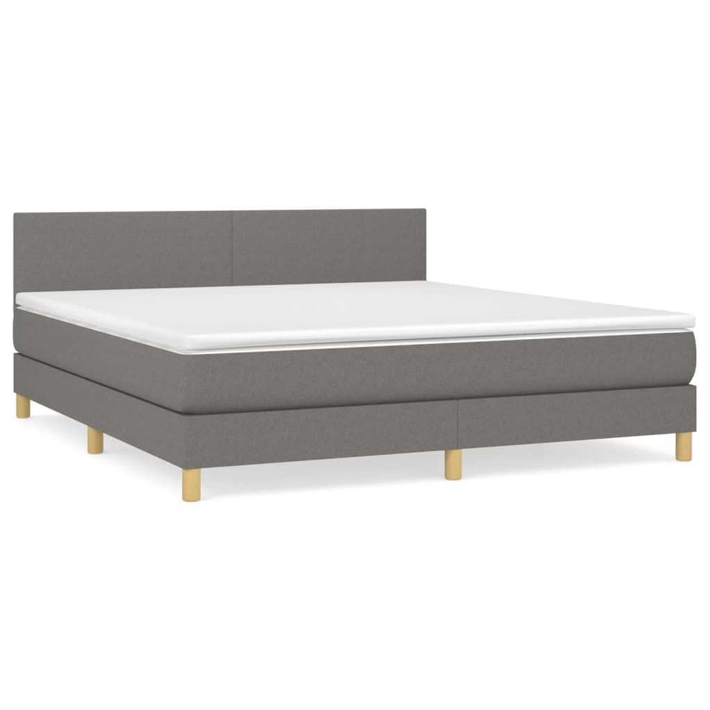 Box Spring Bed with Mattress Dark Gray 160 x 200 cm Fabric