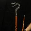 Luxury Wooden Walking Stick with Antique Copper Handle Hand-Carved Cane for Walking Support Functional Gift for Men Collectors